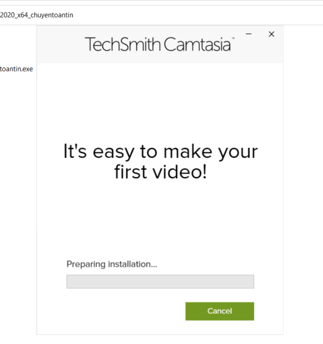 Espere un poco para instalar Camtasia Studio Software 2020
